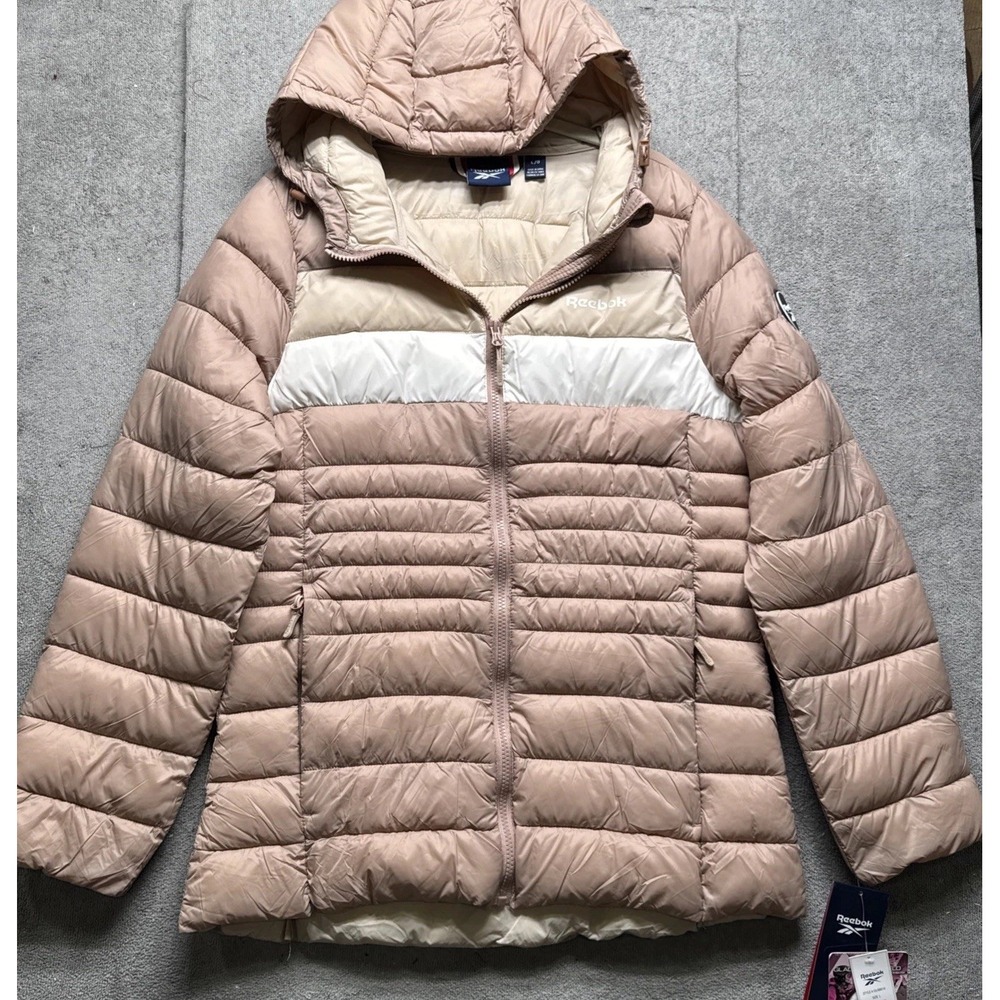 Reebok Women's Hooded Puffer Jacket Quilted‎ Lightweight Insulated Large